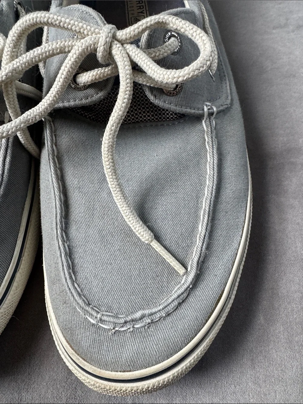 Sperry Men's Grey Canvas Boat Shoes size 10.5 M